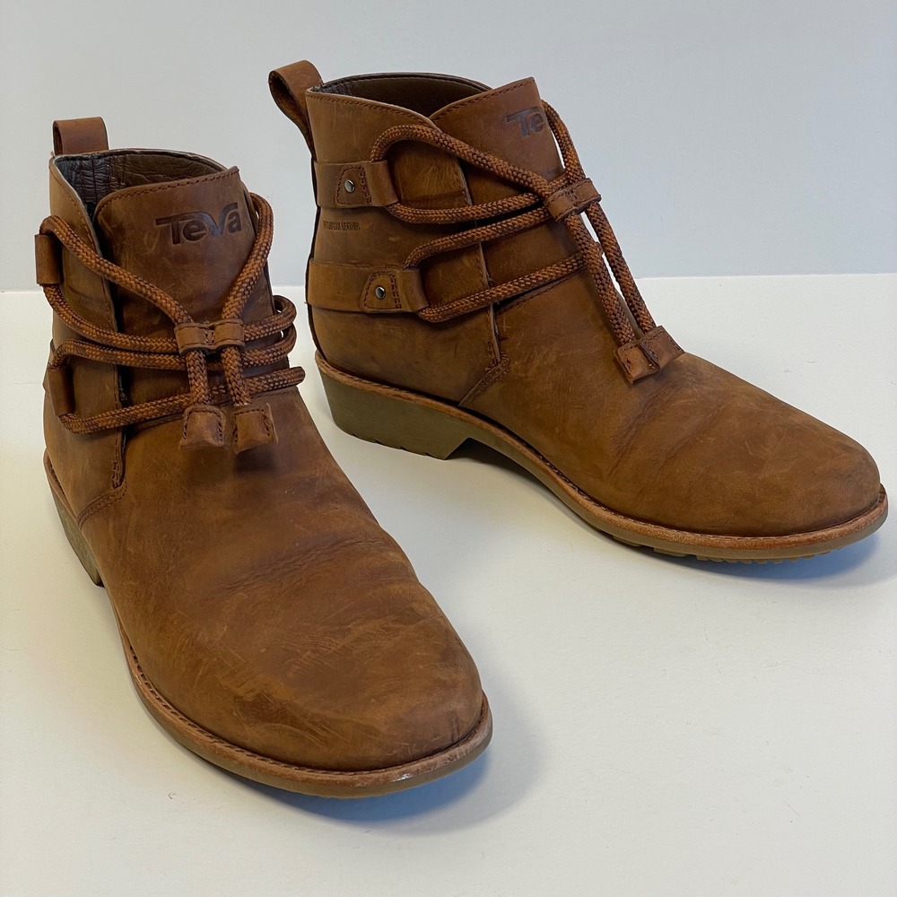 Teva De La Vina Dos Shorty Boots Waterproof Brown Leather Rope Lace Womens 8